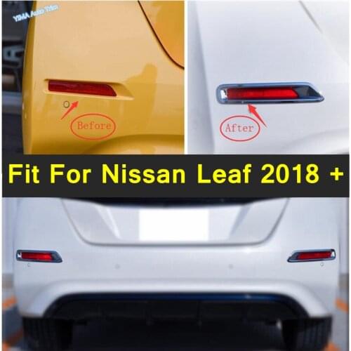 Lapetus Modification Accessories For Nissan Leaf 2018 - 2021 ABS Auto Styling Chrome Rear Fog Light Lamp Frame Cover Trim 2 Pcs