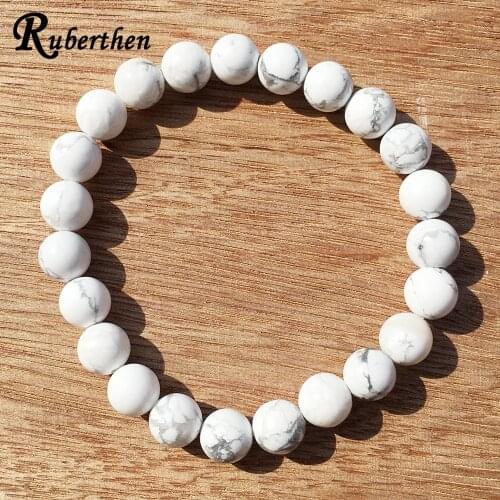 Ruberthen 2019 New Arrival Natural Stone Bracelet Howlite Mala Beads Protection Bracelet Healing Manifestation Jewelry