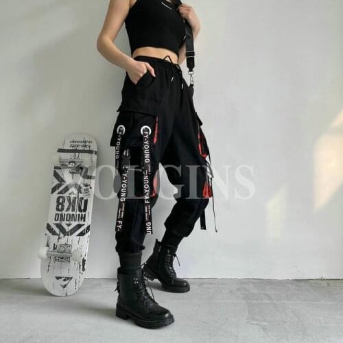 Female Cargo Pants High Waist Harem Loose Cotton Plus Size Trousers Woman Casual Streetwear Pants Trousers Women Clothing