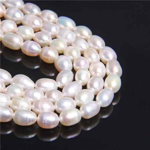 6mm Natural rice white oval pearl bead strand real loose drop pearls beads supply jewelry making bracelet necklace earring gifts