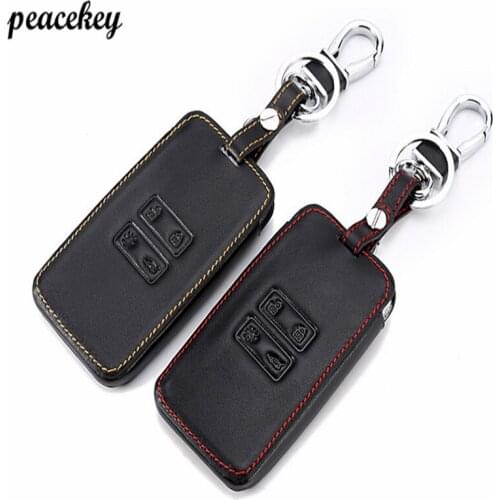 Peacekey Genuine Leather Car key cover case protector Sticker For Renault koleos Kadjar 2016-2018 Keychain Keys With Key Rings