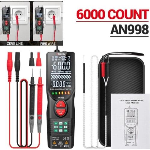 Digital Multimeter AC/DC Ammeter Volt Ohm Tester Meter ANENG AN998 Professional Meter With Thermocouple LCD Backlight Portable
