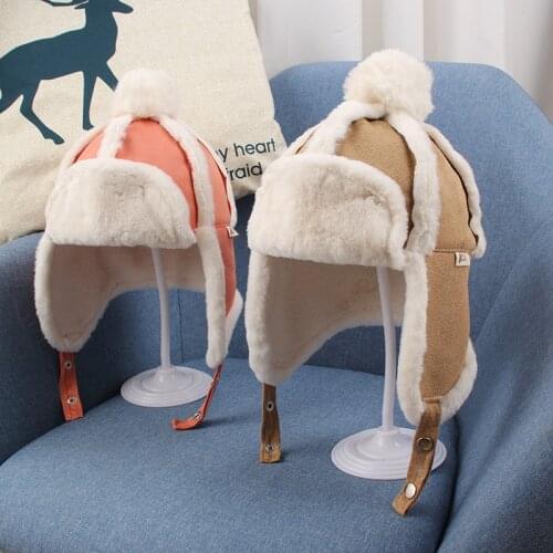 Doitbest 2 to 5 years old Boys girls Beanies bomber hat windproof warm Winter baby Child fur hat kids girls Earflap Caps