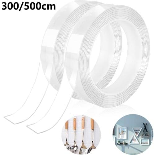 2pcs 3M/5M Length Double-Sided Adhesive Tape Washable Removable Nano Tape Reusable Transparent Nano Tape for Smooth Surface