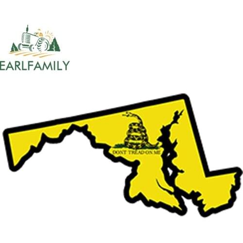 EARLFAMILY 13cm x 7cm Maryland State Don't Tread On Me Printed Vinyl Decal Sticker Md Waterproof Car Sticker