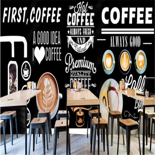 European and American Blackboard Coffee Coffee Shop Wallpapers Industrial Decor Western Restaurant Background Mural Wall Paper