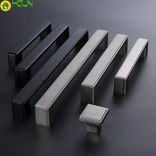 And Handles Kitchen Square Cabinet Black Knob Wardrobe Handles Concise Drawer Knobs Furniture Handle for Kitchen with Screws