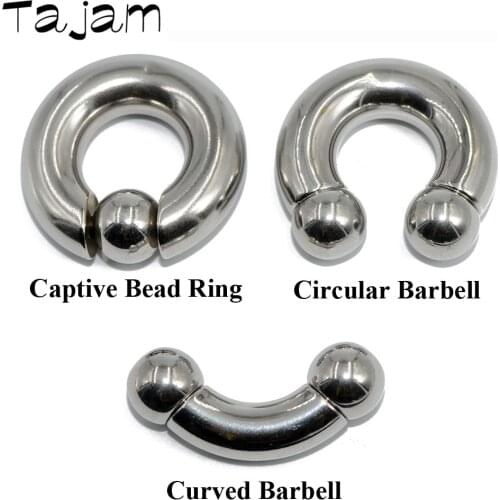 Big Size Internally Threaded Surgical Steel Circular Barbell Curved Barbell Captive Bead Ring Man Piercing Body Jewelry