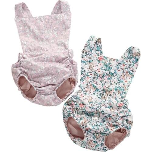 Pudcoco Romper 0-18M Breathable Baby Girls Sleeveless Boho Sweet Summer Infant Floral Print Bow Back Jumpsuit Playsuit Leotard