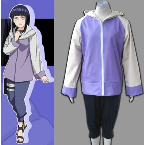 Anime Naruto Shippuuden Hinata Hyuga 2nd Generation Full Combo Set Cosplay Costume for girl Sportswear two pieces (Jacket+Pants)