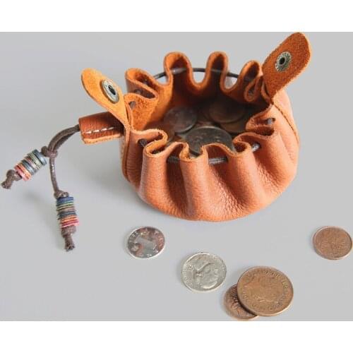 100% Genuine Leather Coin Purse For Men Women Cowhide Vintage Handmade Small Wallet Pouch Pocket Storage Money Bag Case Holder