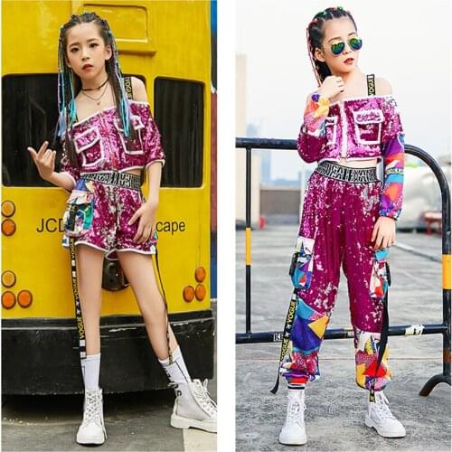 Girls jazz dance sequin suit autumn children hip-hop hip-hop model fashion trend catwalk performance costume dance costume
