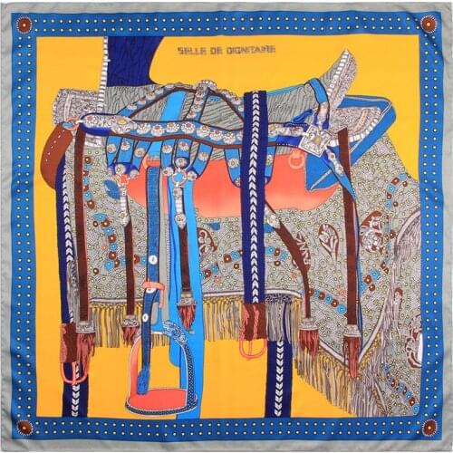 LESIDA 90cm Twill Silk feeling Square Scarf New Handmade curled scarf women Saddle Decoration Printed Silk Shawl Headband