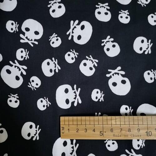 Fashion Black/White Skull Fabric Twill Cotton Fabric Skull Head Bone Print Cloth Patchwork Sewing Material Diy Clothing/Pants