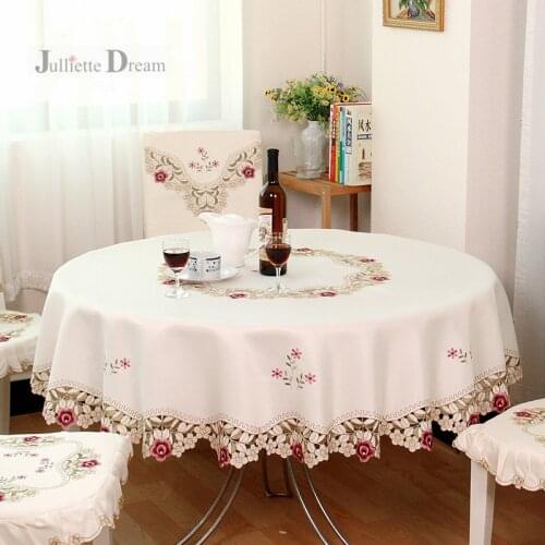Fashion European pastoral embroidery tablecloth Round dining table cloth cabinet cover for wedding decoration Tea Table cover