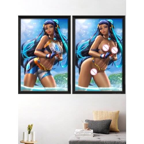 Nessa Pokemon Anime Cartoon Sexy Nude Kawaii Art-Poster Silk Custom Canvas Home Living-Bedroom Picture Decor Prints Wall