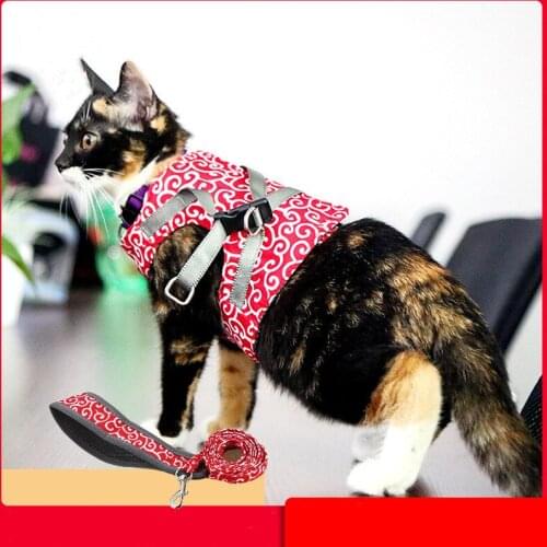 Xiangyun pattern Style Cat Vest Harness Leash Set Breathable Mesh Vest Collar For Cats Outdoor Kitten Walking Leash