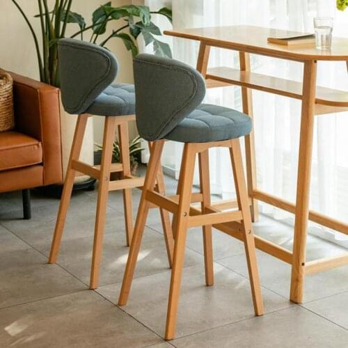 Nordic Solid Wood Bar Chair Modern Simple Creative Bar Chair Front Desk Backrest High Stool Bar Stool Household