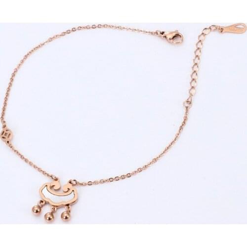 YUN RUO 2021 New Fashion Rose Gold Color Longevity Lock Anklet Chic Style Woman 316L Titanium Steel Jewelry Top Quality Not Fade