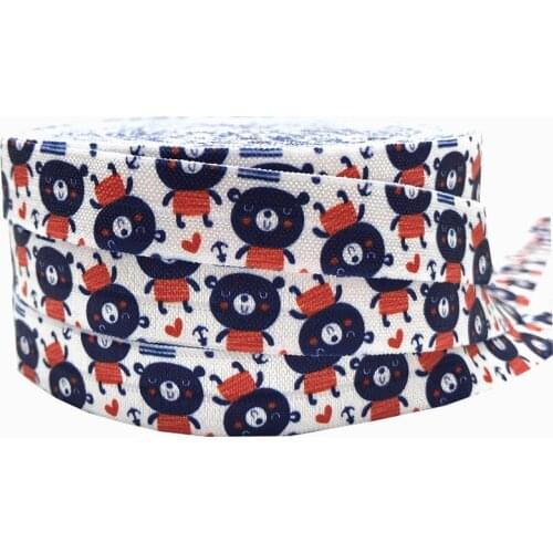 NEW 5/8" 15mm Bear Print Fold Over Elastic Webbing 10yard handmade Hair Tie Headband Sewing Home decoration Accessory