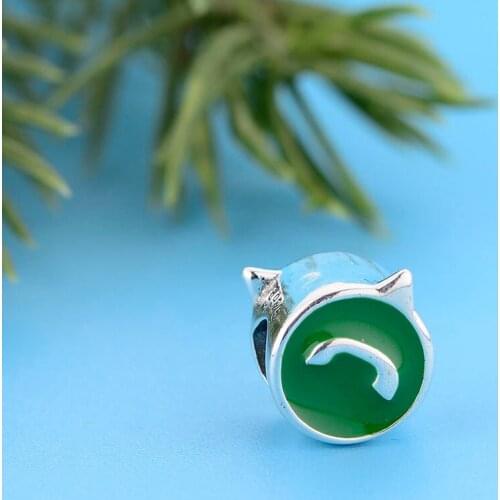 Fit Original Charm Bracelet Authentic 925 Sterling Silver Green Mesaage Tell and Video App Bead For Making Women Berloque 2021