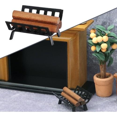 1:12 Dollhouse Firewood Racks, Fireplace Log Holder, Storage Carrier of Wood, Black, Foldable, Fire Pit Stove Decorative Holders