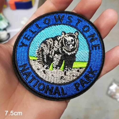 Full Embroidery National Park Deer Bear Iron On Embroidered Clothes Patches For Clothing Stickers Garment Wholesale