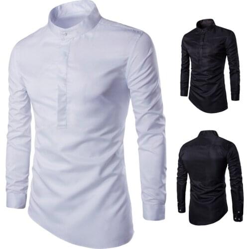 Casual Slim Dress Shirt Men Clothes Black & White Personalized Fashion High Quality Mens Shirts Business Street Trendsetter
