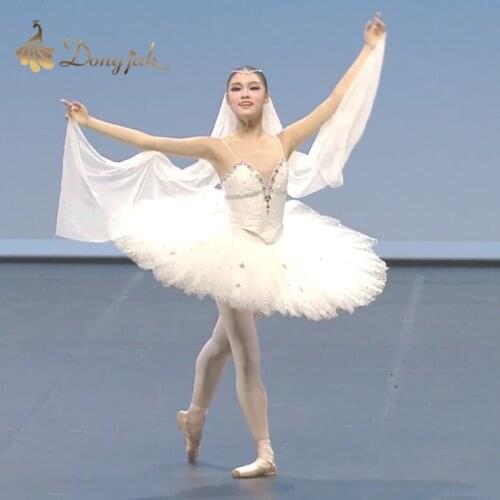 Adult Professional Gymnastics Wear Ballet Skirt Tutu White Swan Lake Show Clothing Dance Dress for Girls T-08