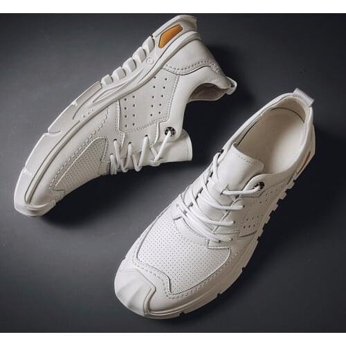 Luxury Genuine Leather Mens Casual Shoes Comfortable Mesh Walking Mens Shoe Outdoor Breathable Mens Sneakers Flat Shoes Men