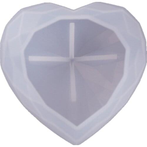 Handmade Large Faceted Heart Resin Mold 3D Diamond Crystals Heart Resin Casting Mold Love Heart Mold Art Crafts Tools Soap Make