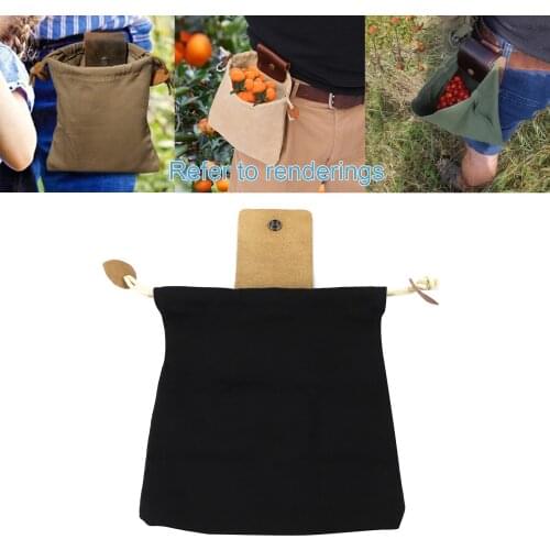 Collapsible Waxed Canvas Foraging Pouch Camping Canvas Belts Beach Shells Collector Bag with Drawstring