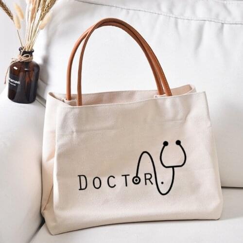 Doctor Echoscope Funny Printed Canvas Tote Bag Handbag Gift for Doctor Work Bag Book Bag Women Lady Beach Bag Dropshipping