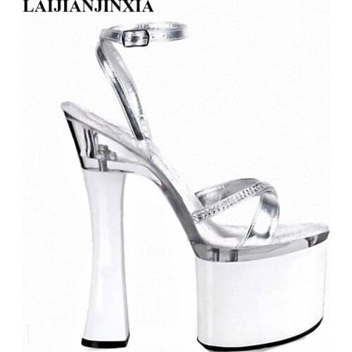 New Big Size Beautiful Ankle Strap 18cm Thick High Heel Platforms Pole Dance Shoes, Dress / Wedding Dance Shoes