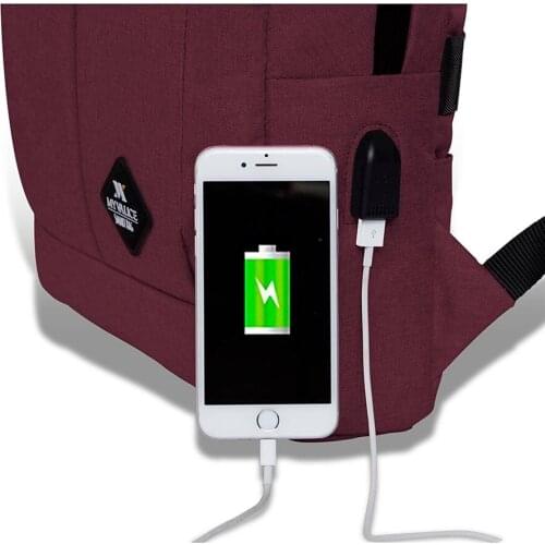 My Valice Smart Bag GALAXY Usb Charger Input Laptop Notebook Backpack Burgundy