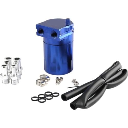 652F Universal Oil Catch Can Kit Reservoir Tank Engine Black Polish Baffled Aluminum