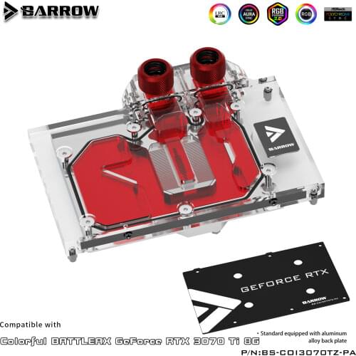 Barrow GPU Water Block , For Colorful Geforce RTX 3070 Ti GPU Card , Full Cover Water Cooler With Backplane BS-COI3070TZ-PA