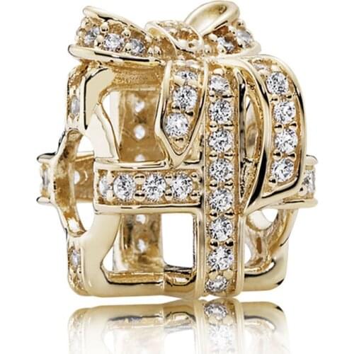 All Wrapped Up Charm for Women Bracelet Bangle Lady Gift Shine & Clear CZ Bead Authentic S925 Silver DIY Jewelry