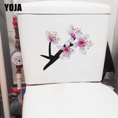 YOJA 22.5*17.8CM White Cherry Blossom Cartoon Kids Room Decoration WC Toilet Seat Stickers T1-0455
