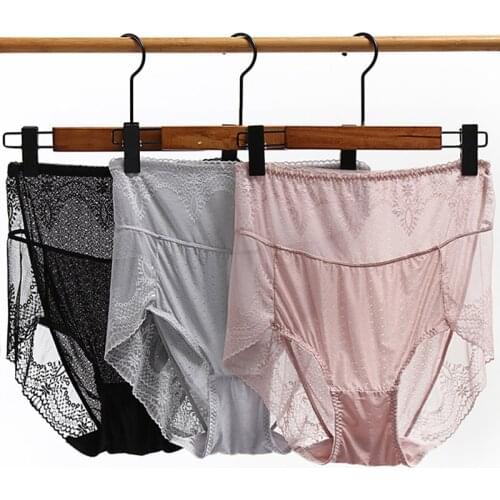 Womens Lace Panties Large Sizes Sexy Ultra-thin Mesh Transparent High Panties for Women High Waist Female Underwear Plus Size