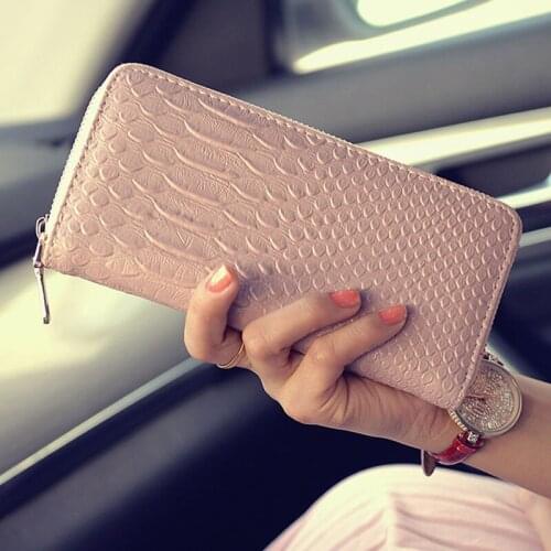Alligator Leather Wallet Purse Women Lady PU Clutch Wallets Coin Purses Card Holder Womens Handbag Purses Zip Around free ship