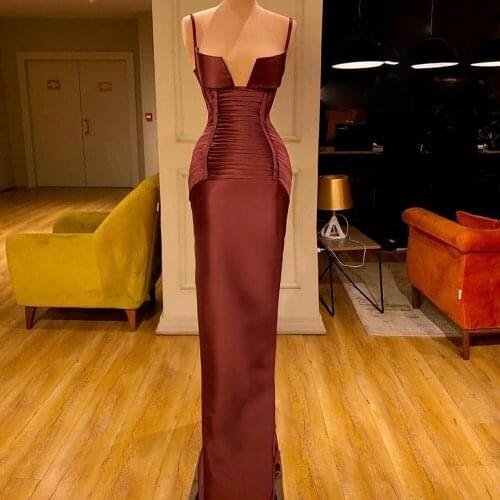 SoAyle Sexy Deep Strapless Vestidos Evening Dress Mermaid Burgundy Sleeveless Evening Dress for Women Vestido de festa