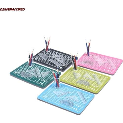 1Set 1:12 Scale Dollhouse Miniature Cutting Mat Scissor Ruler Pencil Pen Holder Model Accessories