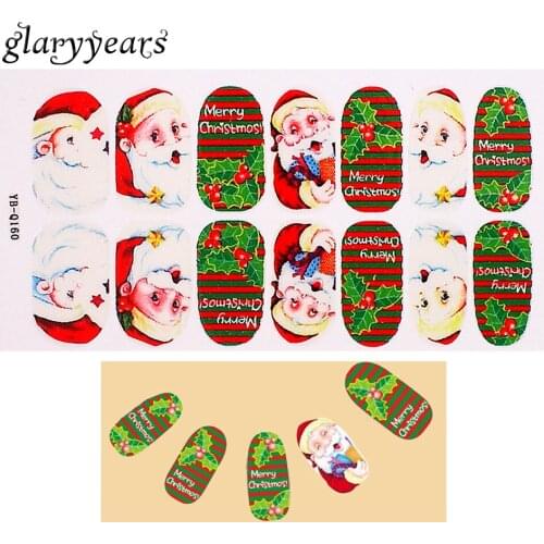 1 Piece Luminous Nail Sticker Christmas Fruit Santa Claus Design Manicure Tool Nail Art Full Cover Sticker New Year Gift YB-Q160