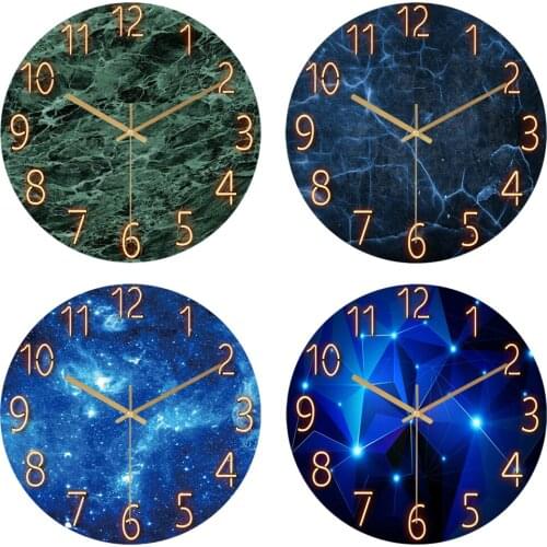 12 Inch Glass Simple Mute Wall Clock with Arabic Numerals for Office School