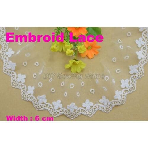 6cm width Cotton embroid lace sewing ribbon guipure trim or fabric warp knitting DIY Garment Accessories free shipping#3292