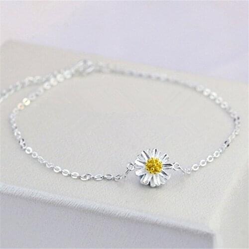 Womens Girls Cute Fresh Small Daisy Sunflower Flowers Bracelet Fashion Jewelry Gifts BL0148