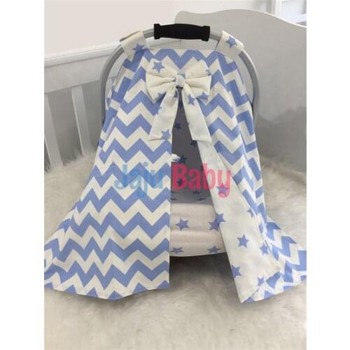 Jaju Baby Handmade, Blue Zigzag and Star Combination Stroller Cover and Inner Sheet, Stroller Cover, Stroller, Stroller Sheet
