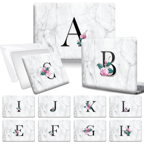 Apple Macbook Pro Computer Case for 13 15 16 Inch White Floral Marble Pattern Laptop Case for MacBook Pro 13 A1706 A1989