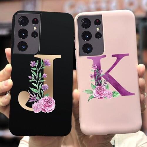 For Samsung Galaxy S21 Ultra 5G Case SM-G998B Soft Slim Fundas Cute 26 Letters Cover For Samsung S 21 Ultra S21Ultra Phone Cases